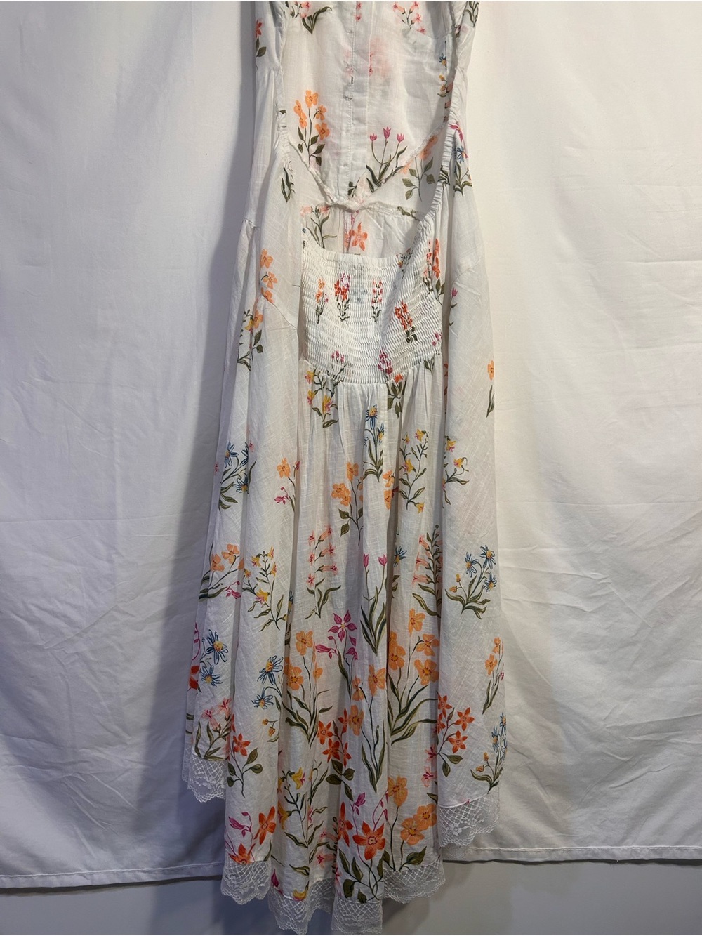 Anthropologie White Floral Lace-Trim Maxi Dress - Picture 6 of 7